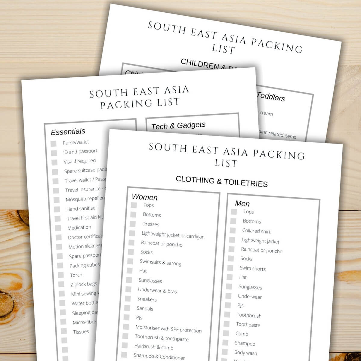 south east asia packing list.