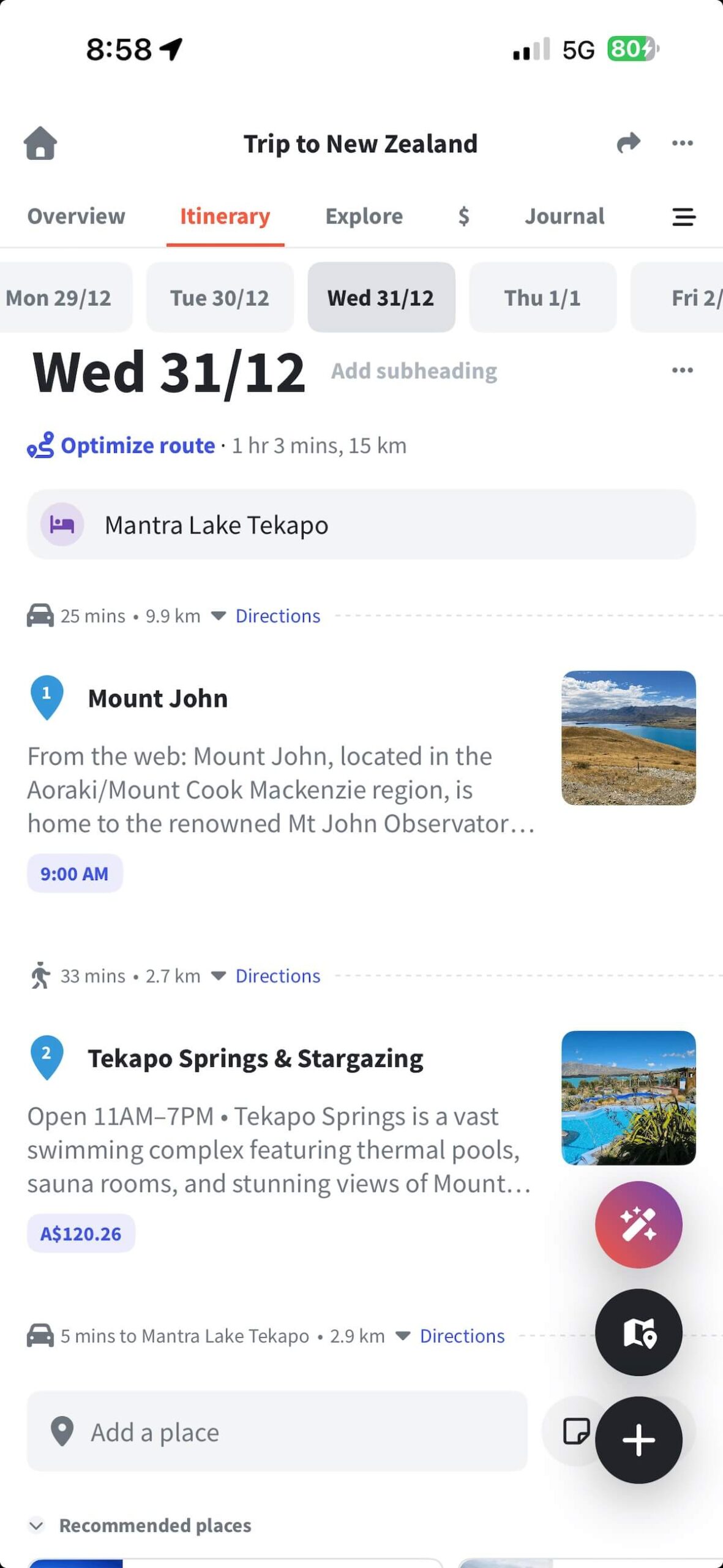 wanderlog travel planning app.