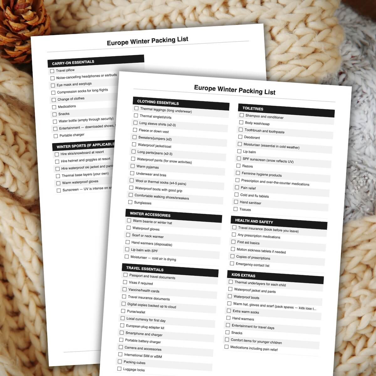 free europe winter packing list.