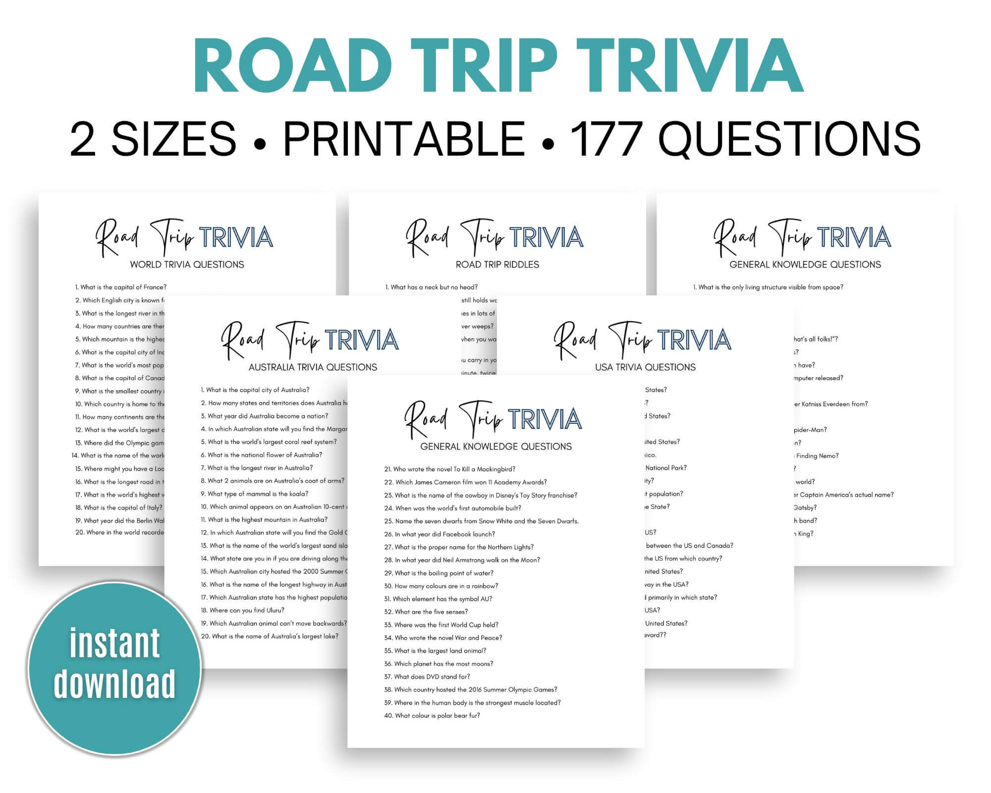 road trip trivia printable