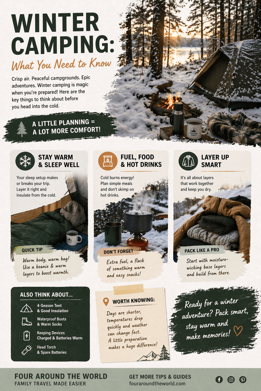 winter camping infographic.