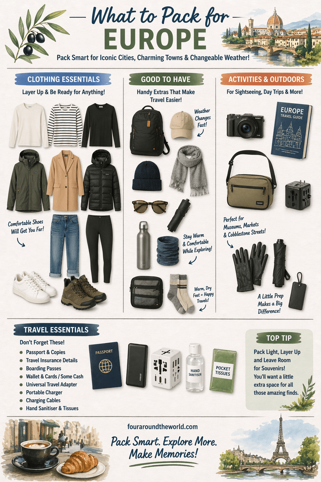 what to pack for europe infographic.