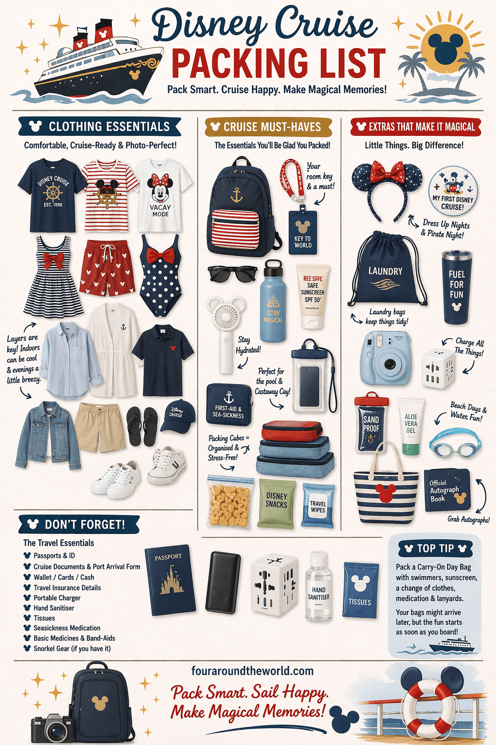 disney cruise packing list infographic.