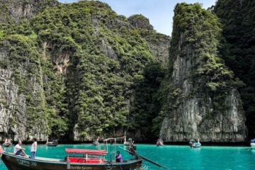longtail boat in pileh lagoon.
