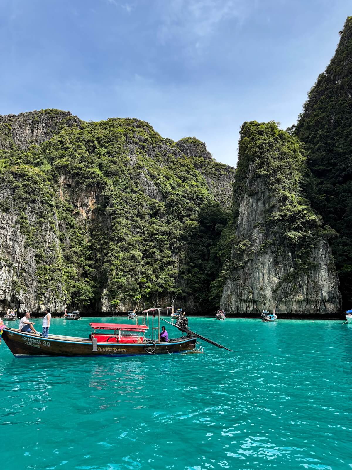 longtail boat in pileh lagoon.