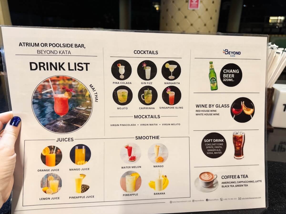 beyond kata all inclusive drink list.