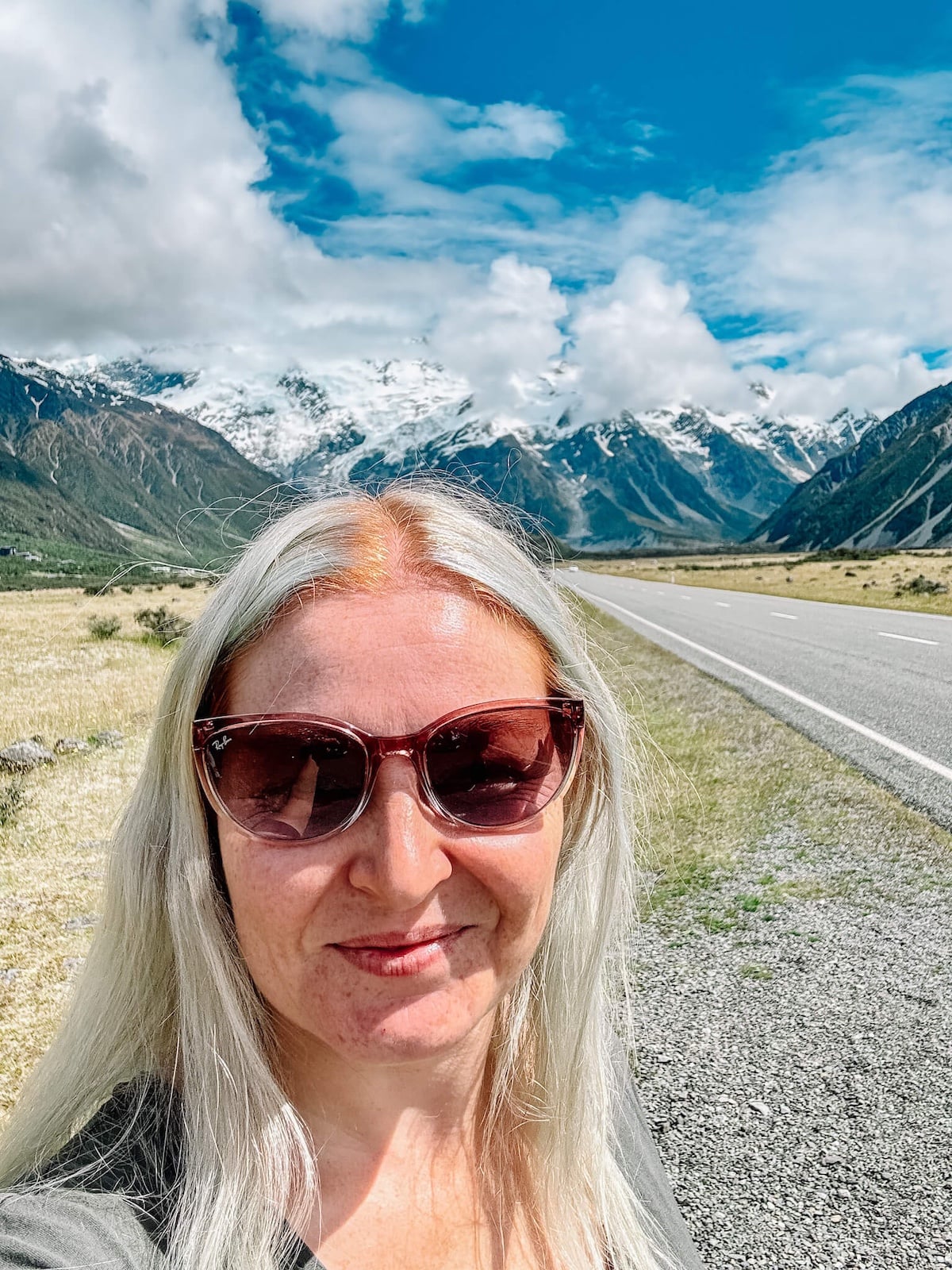 holly with mount cook in background.