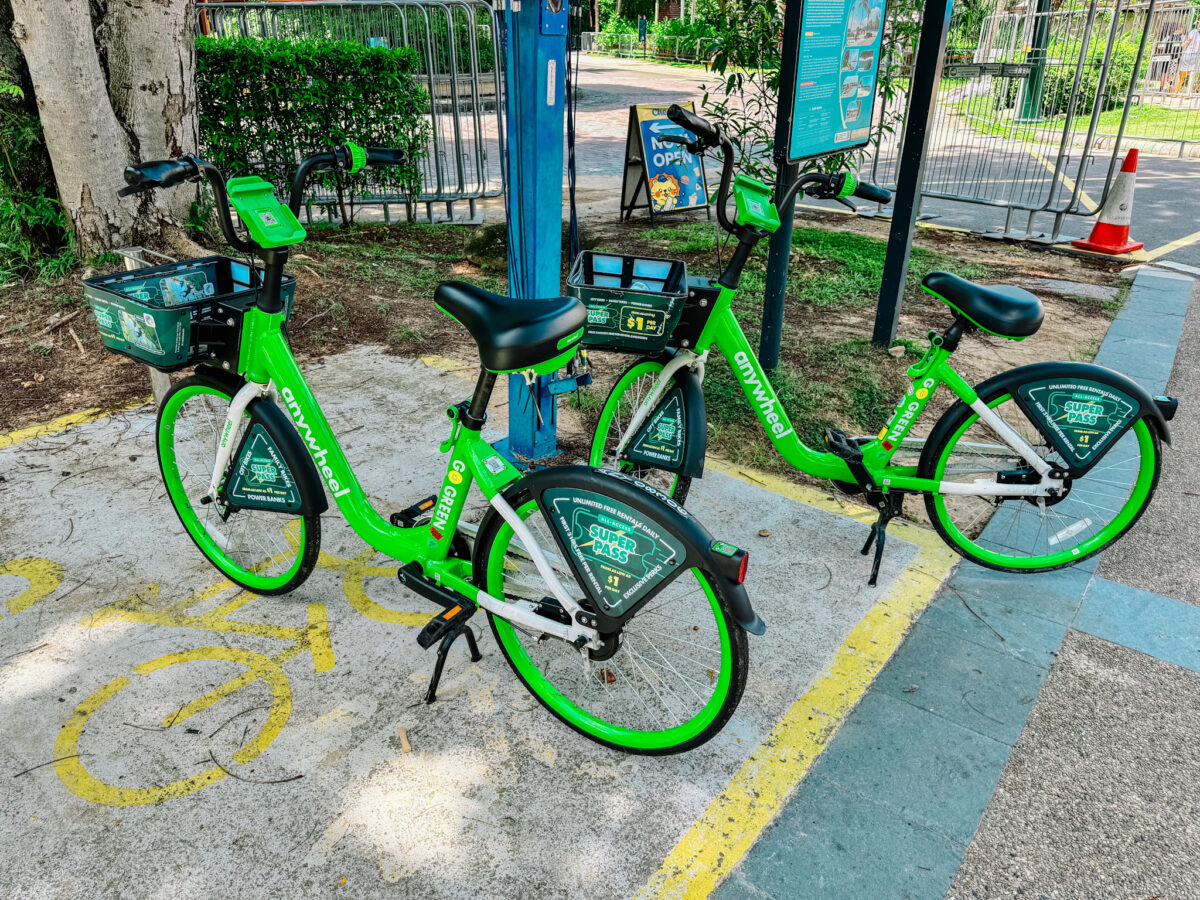 bike share in singapore on sentosa island.