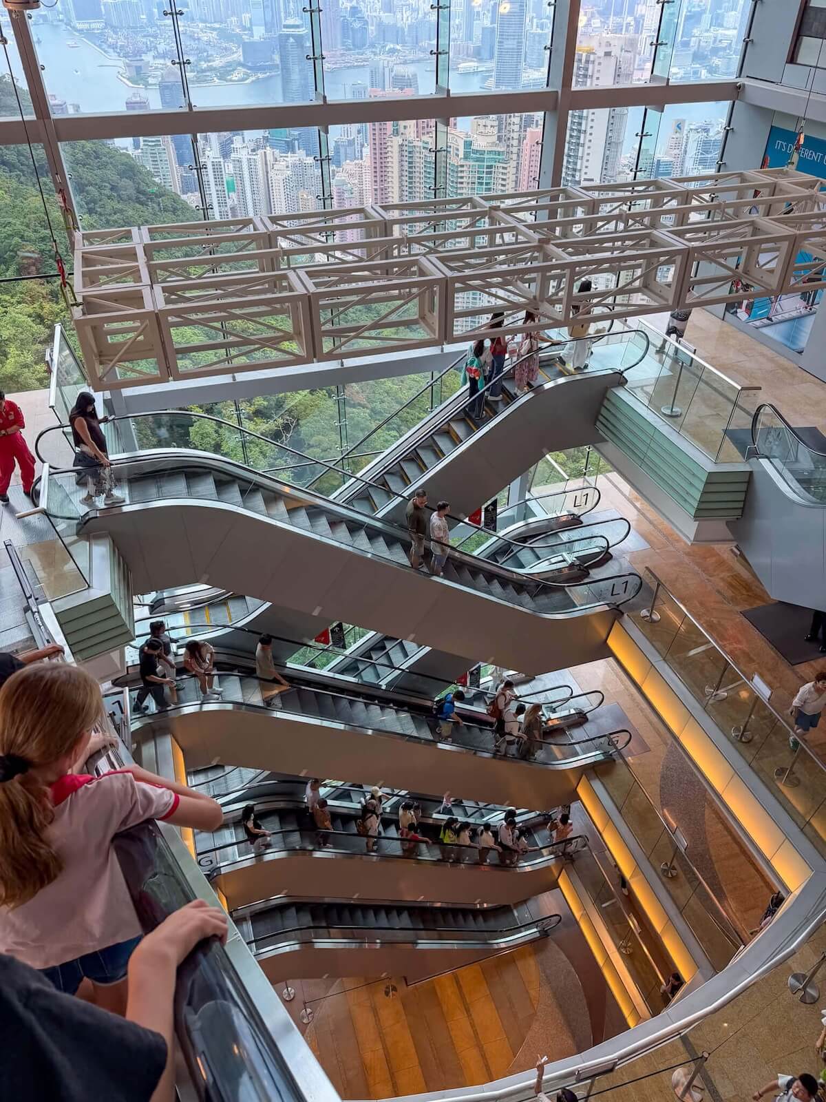 escalators in peak galaria. 