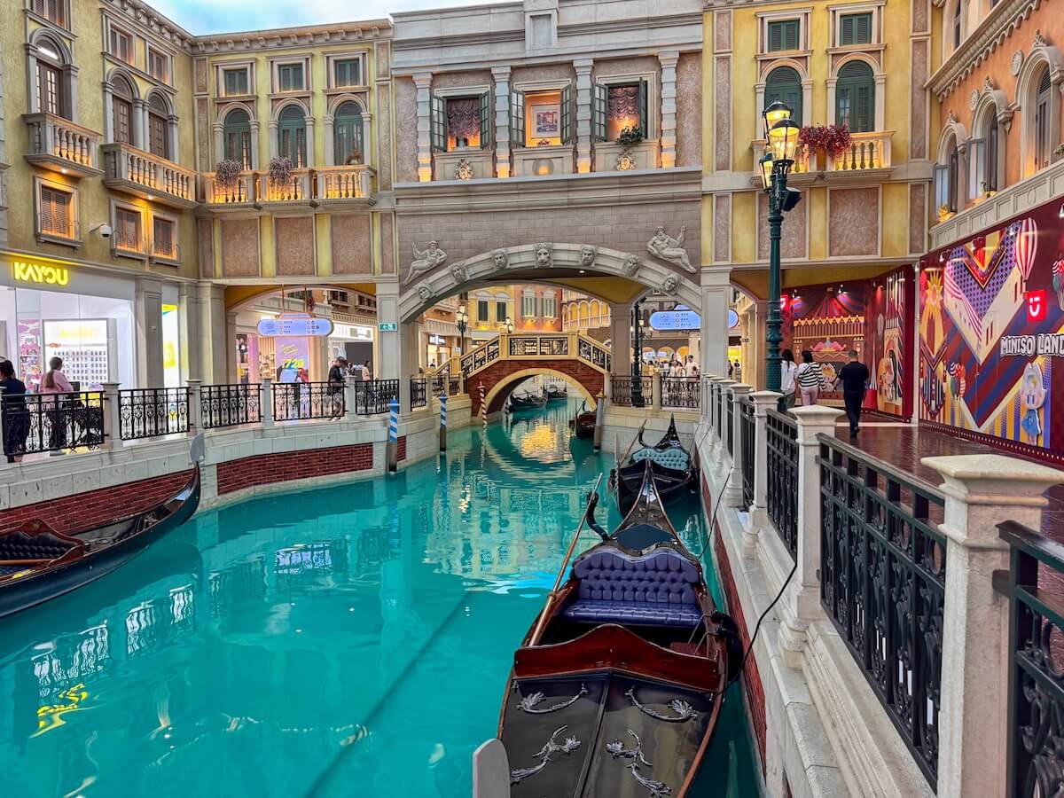 inside the venetian macau shopping centre.