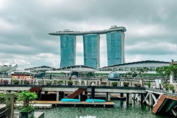 garden bay sands in the distance in singapore city.