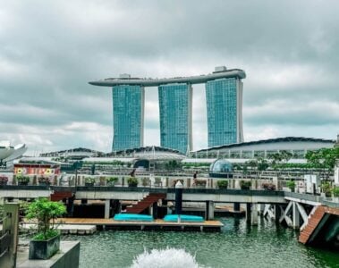 garden bay sands in the distance in singapore city.