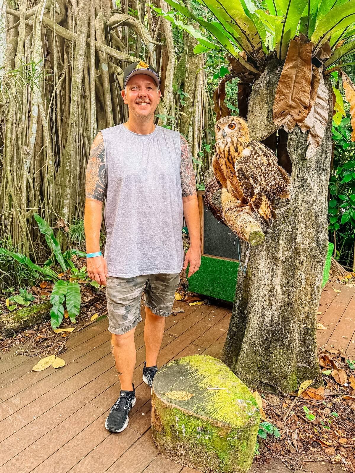 simon with an owl.