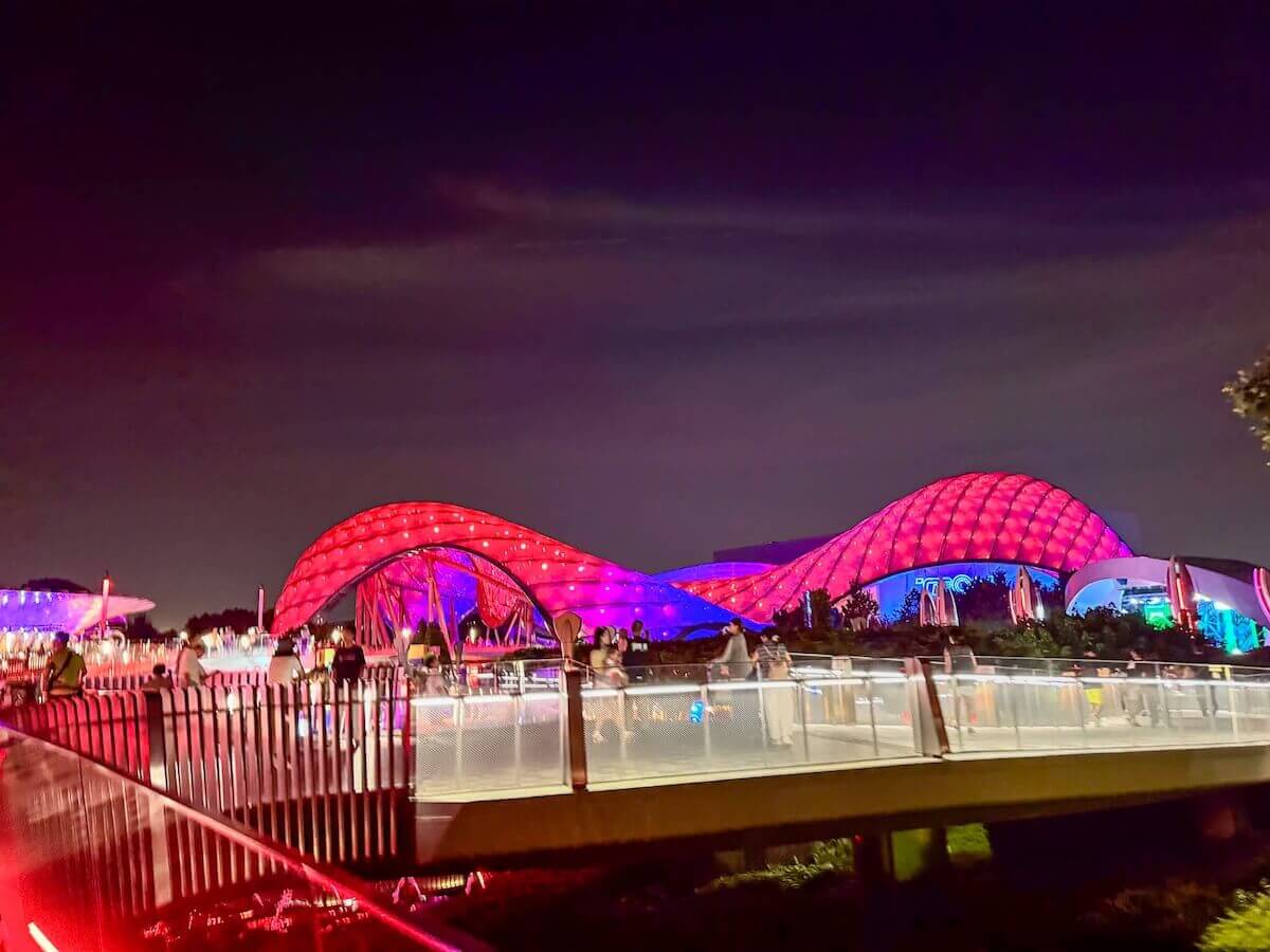 tron ride at night.